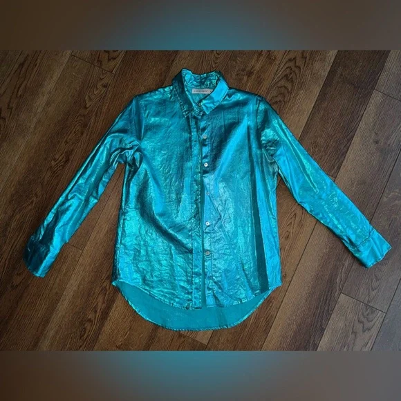 Lanhtropy San Marino Teal Button-Up Shirt - Picture 1 of 4